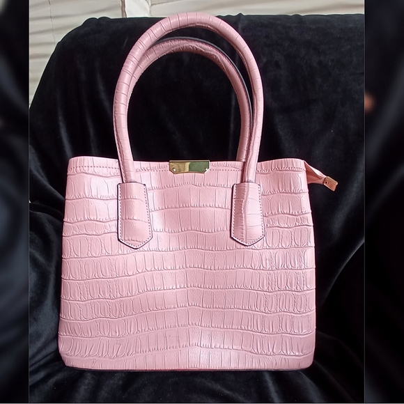 Baby Pink Crock Satchel Handbag As New - Picture 7 of 16